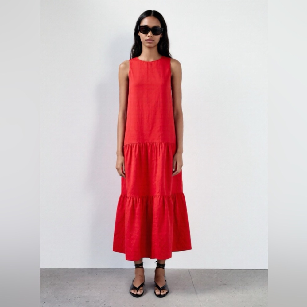 Elegant Red Sleeveless Maxi Dress by     Code x Mode
